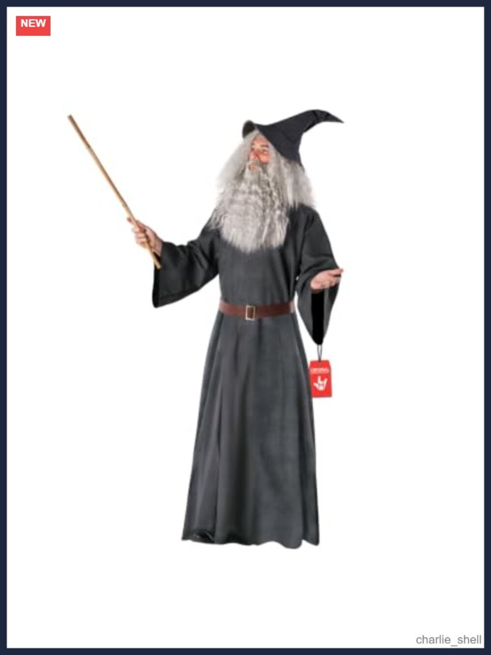 Men's Wizard Costume Robe Hat Wig Beard Belt Halloween Cosplay